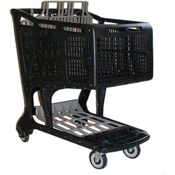 IPTInc EX11575 Large Plastic Shopping Cart, Black/Gray, Ipt, Mfr#: EX11575-GEB